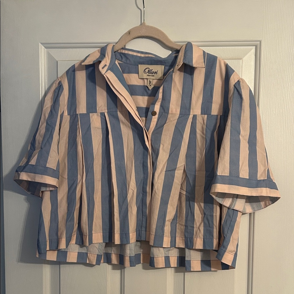 Pink and Blue striped Ollari top